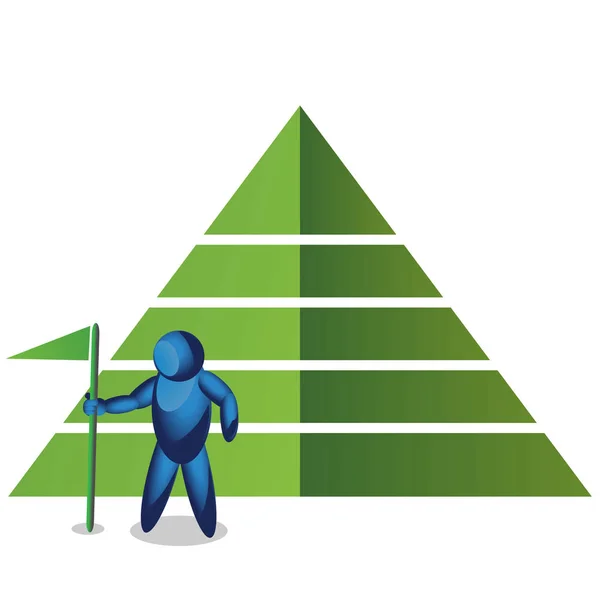 Man met een vlag op de piramide. vector illustrator — Stockvector