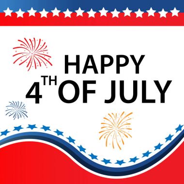 Mutlu Bağımsızlık günü ABD 4 th Temmuz. Beyaz arka plan üzerinde izole vektör çizim