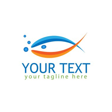 soyut balık logosunu görmeniz gerekir. Mavi ve turuncu renk ile vektör balık. Beyaz arka plan üzerinde izole vektör çizim