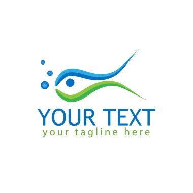 soyut balık logosunu görmeniz gerekir. Mavi ve yeşil renk ile vektör balık. Beyaz arka plan üzerinde izole vektör çizim