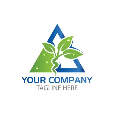 ilk logosu bir üçgen ve bitki simgesi, üçgen şekli soyut sembolü olan