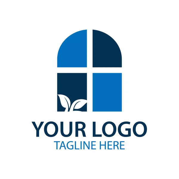 Logo della finestra blu, illustrazione vettoriale isolata su sfondo bianco . — Vettoriale Stock