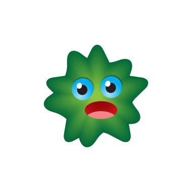 Eğlenceli sevimli çizgi karakter virüs. Virüs merak ediyorum