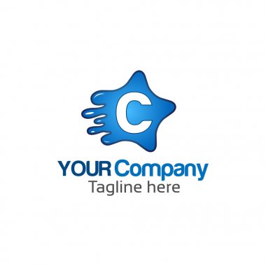 Yıldız C harfine soyut yıldız