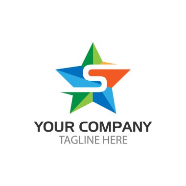 Biçerdöverler yıldız ve mektup S. renkli logolar neşeli, mutlu ve aktif bir izlenim var