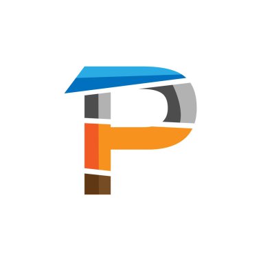 Mektup P logo yaratıcı tasarım. Renkli Logolar neşeli, mutlu ve aktif bir izlenim var