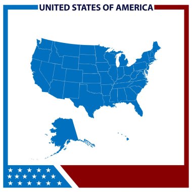 Harita ABD Amerikan bayrağı çerçeve ile