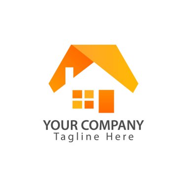 Ev simgesini altıgen içinde. Soyut evi logo - turuncu ev. logo vektör çizim