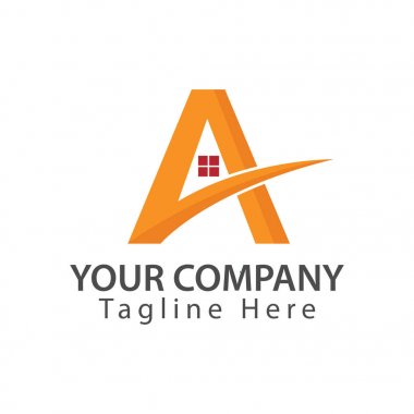 Ev ve mektup A. logo vektör çizim birleştirir