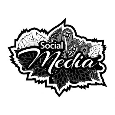 Sosyal medya. El yazı tipografi metin. Karalamalar. Vector Illustrator