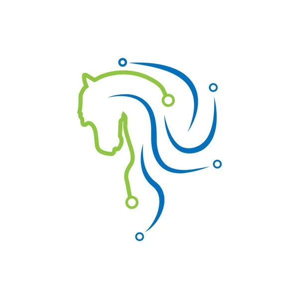 馬テクノロジーのロゴ 技術の抽象的なロゴ — ストックベクタ