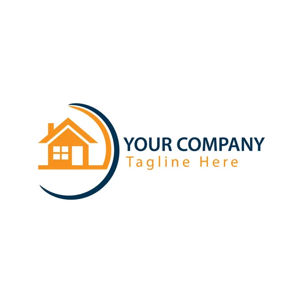 Logotipo abstracto de la casa - Casa naranja. logo vector ilustración — Vector de stock