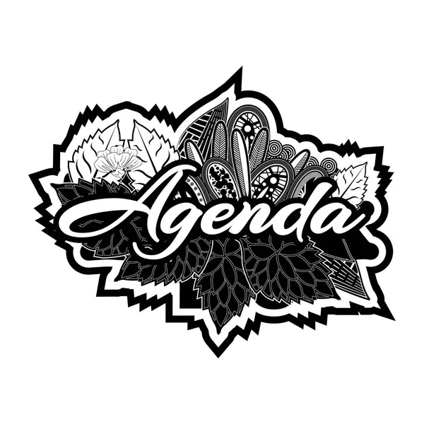 Agenda Texto Tipográfico Letras Mano Doodles Vector Ilustrador — Vector de stock