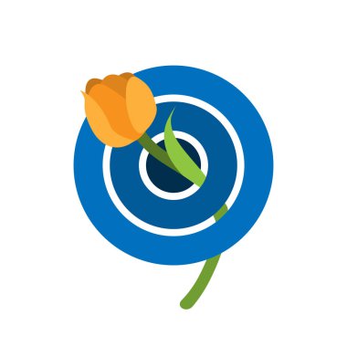 Lale ve mavi hedef illüstrasyon