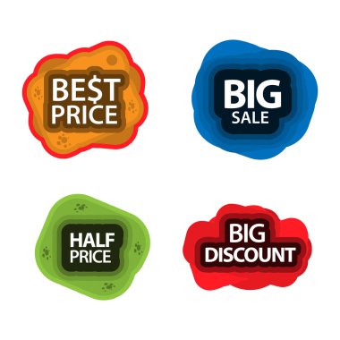 Satış ve çıkartma koleksiyonu, Set çıkartmaları ve banner.