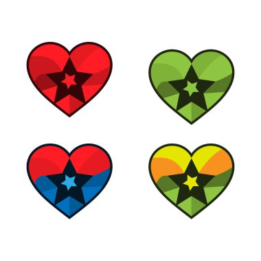 Kalp ve yıldız kutsal kişilerin resmi. Icon set