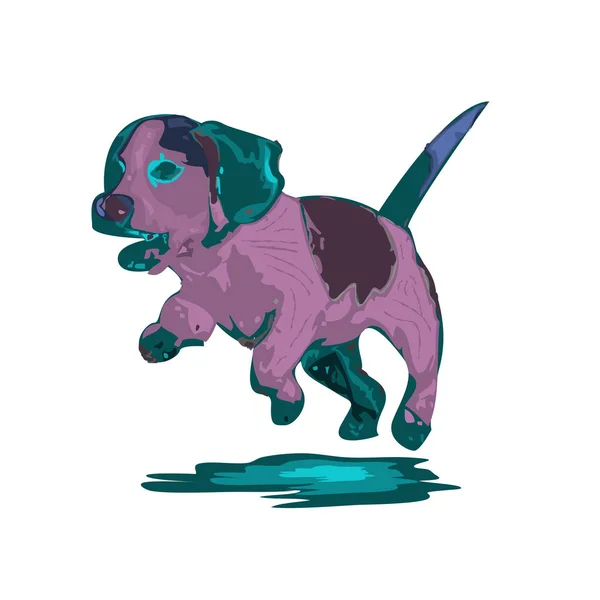 Suluboya Köpek Simgesi Logo Düz Logo Tasarımı — Stok Vektör