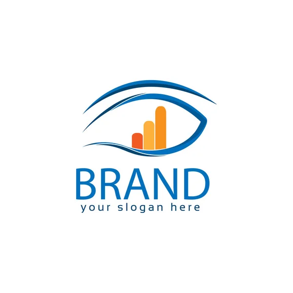 Eye Bar Graph Logo Vector Vector Illustration White Background — Stock Vector