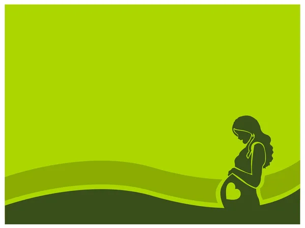 Fondo Verde Con Madre Embarazada Fondo Natural — Vector de stock