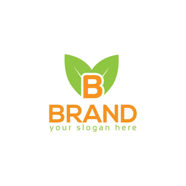 Bokstaven Med Blad Vit Bakgrund Logo Designmall Platt Design — Stock vektor