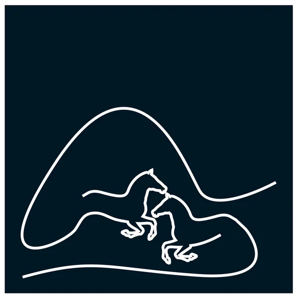 Лошадиный Логотип Плоский Дизайн Логотип Линии — стоковый вектор