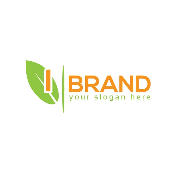 Letter Met Leaf Witte Achtergrond Logo Ontwerpsjabloon Platte Ontwerp — Stockvector