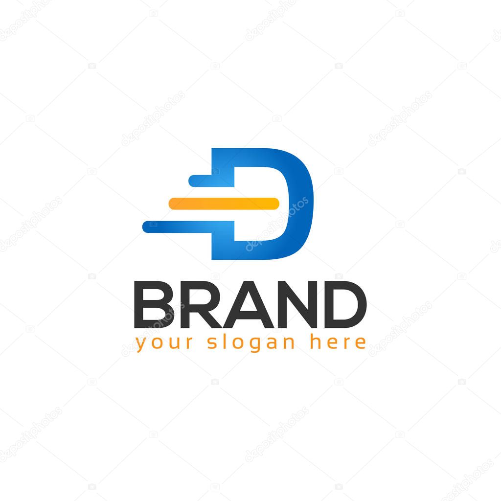 Letter D on White background. logo has the impression fast and reliable. Logo Design Template.