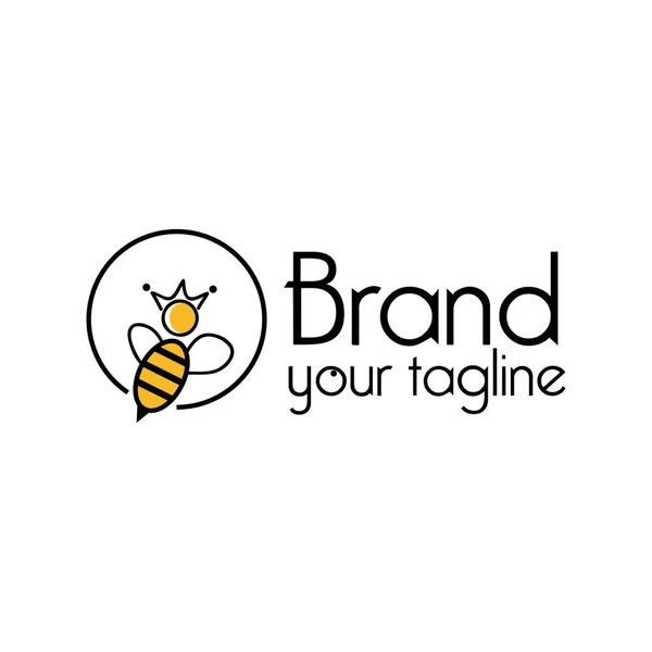 Regina Ape Logo Nel Cerchio Design Piatto Illustrazione Vettoriale Sfondo — Vettoriale Stock