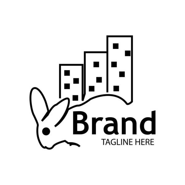 Tavşan Şehri Logosu Düz Tasarım Beyaz Arkaplanda Vektör Resimleri — Stok Vektör