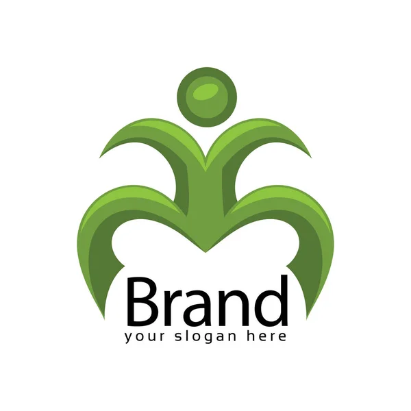 Persoon Leuke Logo Vector Groene Mensen Vector Illustratie Witte Achtergrond — Stockvector