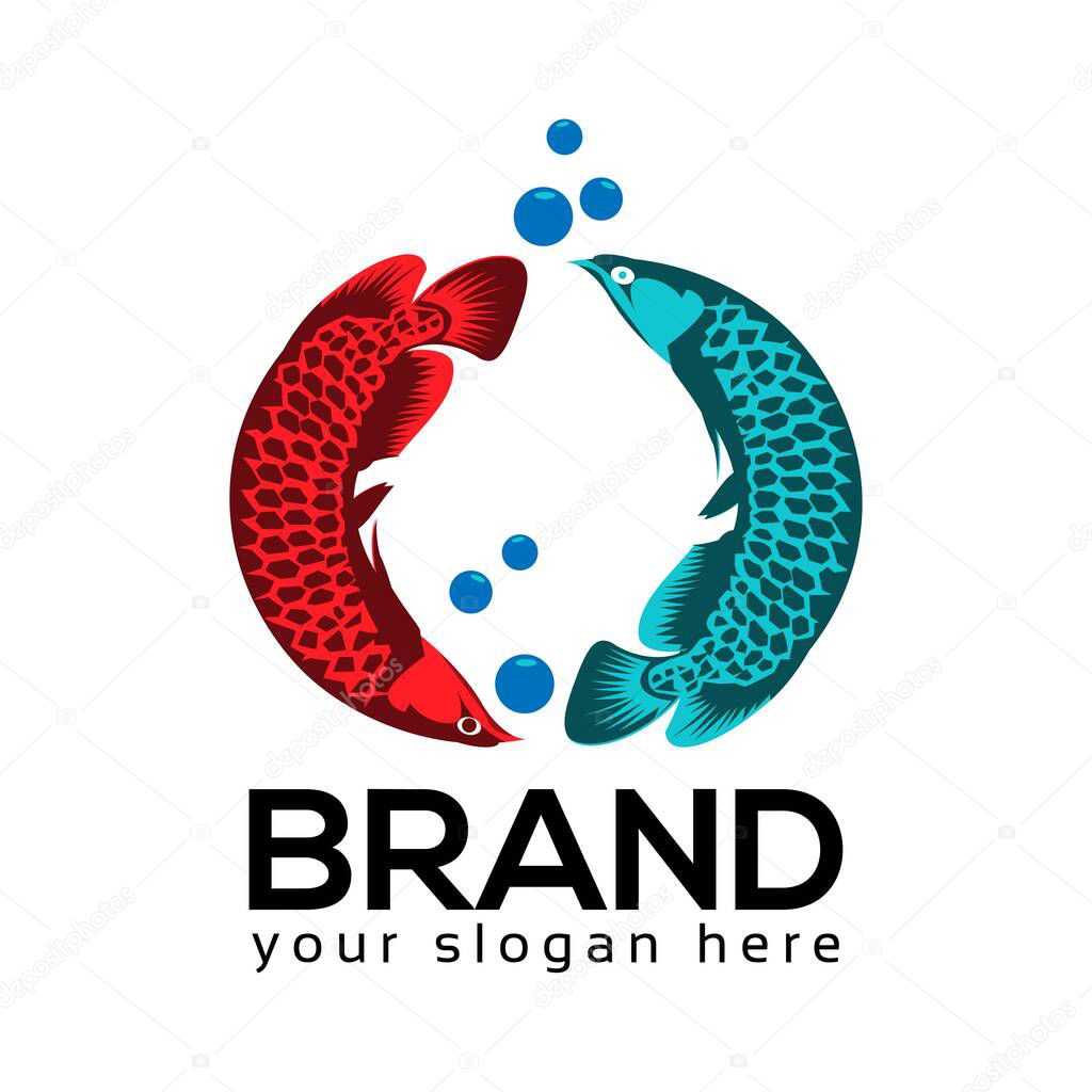 Arowana fish vector. two arowana fish. Vector Illustration on white background