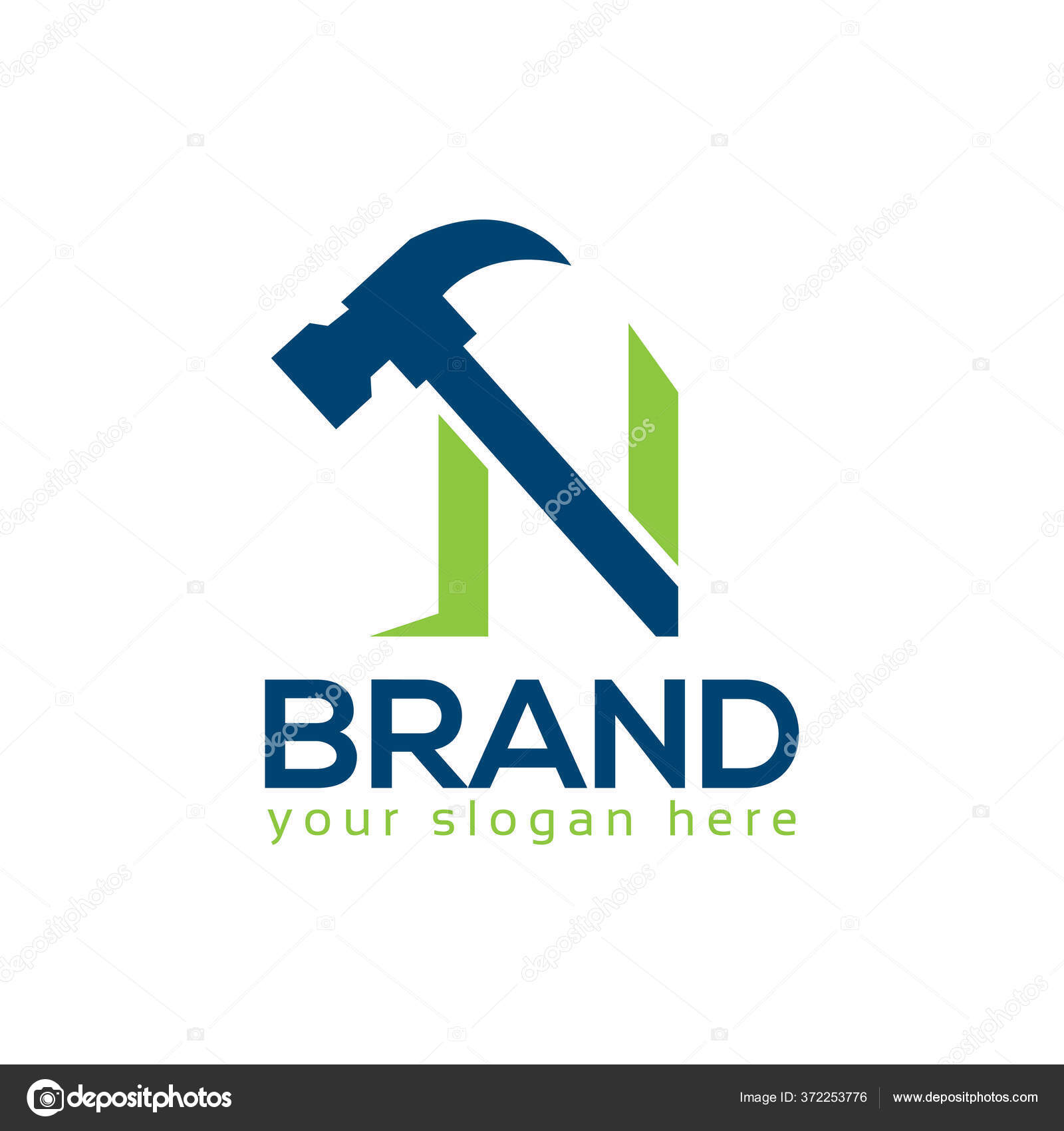 Letter Hammer Logo Flat Design Vector Illustration White Background Stock Vector Image By C Sarya 372253776
