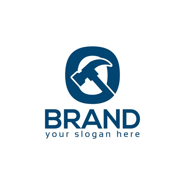 Lettera Logo Hammer Design Piatto Illustrazione Vettoriale Sfondo Bianco — Vettoriale Stock