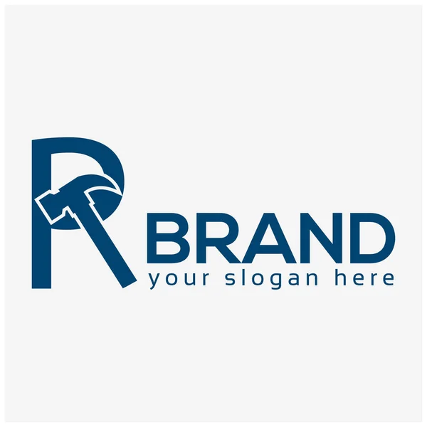 Lettera Hammer Logo Design Piatto Illustrazione Vettoriale Sfondo Bianco — Vettoriale Stock