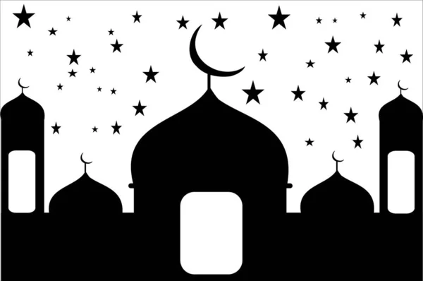 Silueta Una Mezquita Noche — Vector de stock