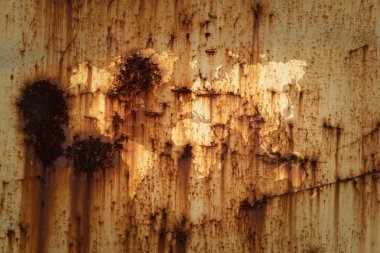 Metal pas duvar doku yüzeyi ile Dünya Haritası