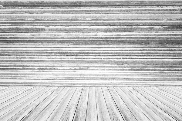 Terraza de madera y textura de pared — Foto de Stock