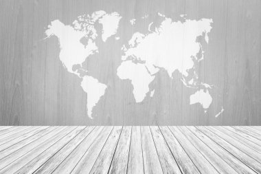 Ahşap doku yüzeyi ahşap Teras ve dünya ile harita