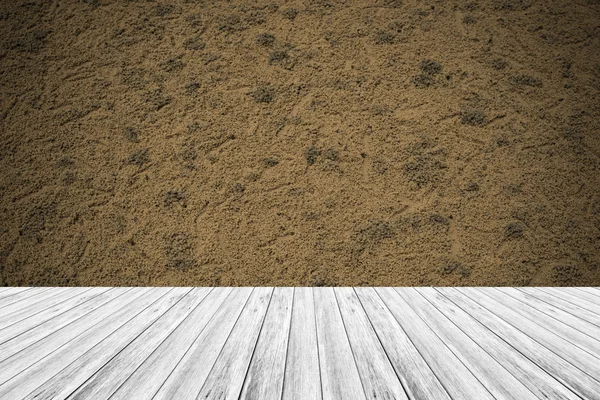 Sand Textur Oberfläche Vintage-Stil mit Holzterrasse — Stockfoto