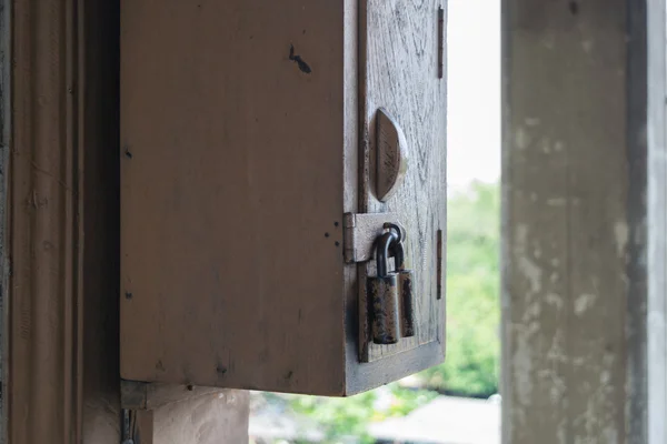 Wooden locker white color locked — Stock Photo, Image