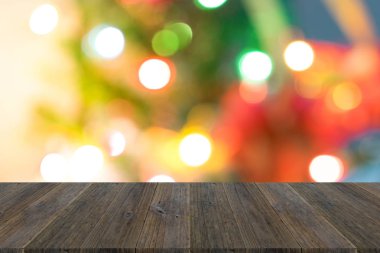 Soyut bokeh arka plan ışık ahşap teras ile