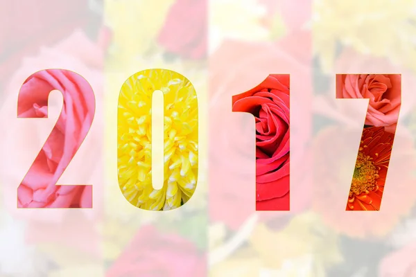 Frohes neues Jahr 2017 im Blumenthema — Stockfoto
