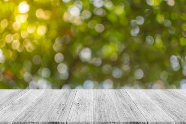 Soyut bokeh doğa ile ahşap Teras