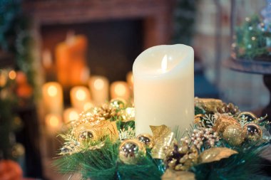 Noel dekorasyon ve soyut bokeh arka plan