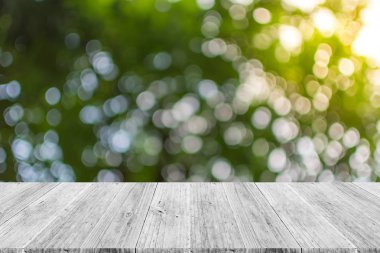 Soyut bokeh doğa ile ahşap Teras