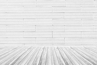 Duvar doku yüzeyi ahşap teras ile