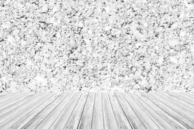 Duvar doku yüzeyi ahşap teras ile