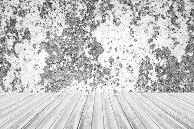 Duvar doku yüzeyi ahşap teras ile