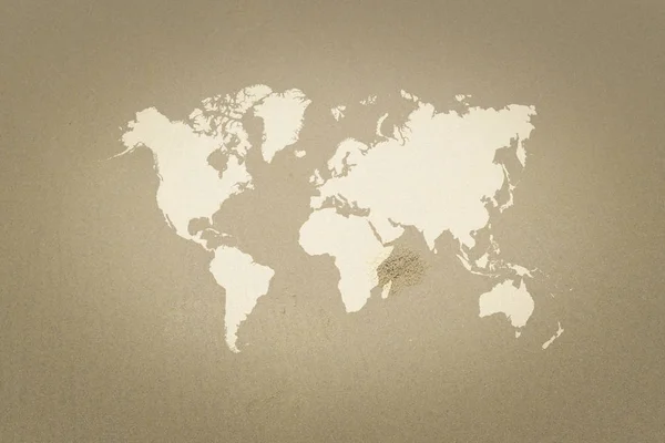 Sand texture surface with world map — Stock Photo, Image