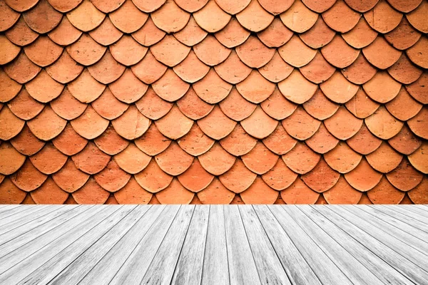 Wood terrace and Tile roof texture vintage style — Stock Photo, Image